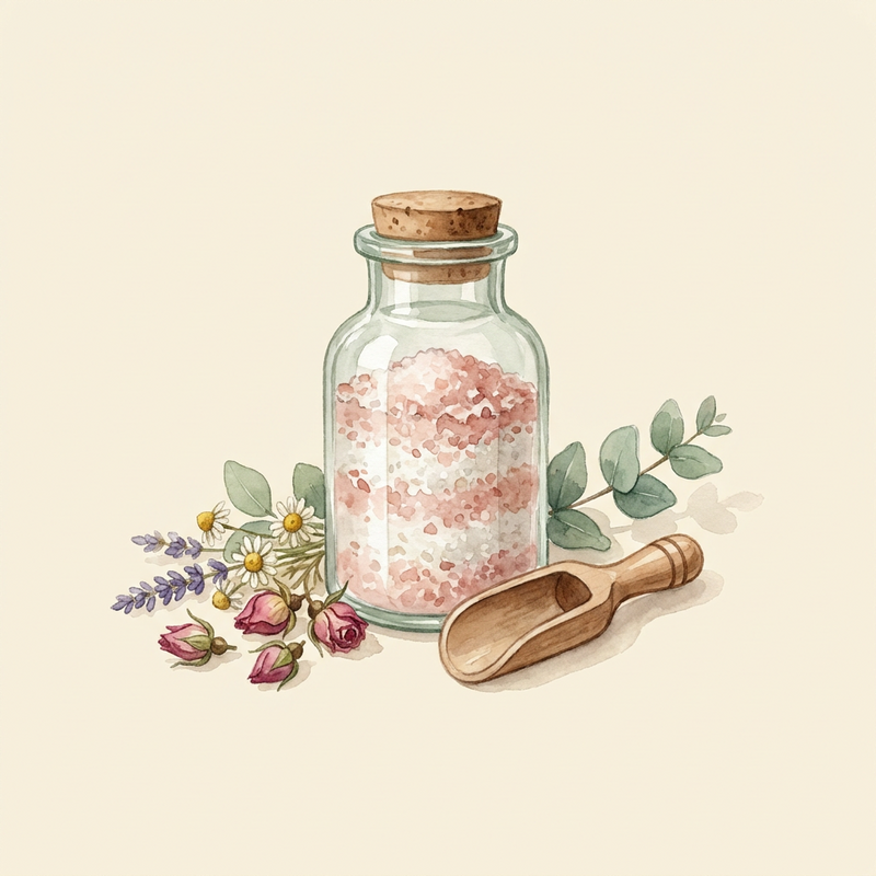 Watercolour illustration of Bath Salts