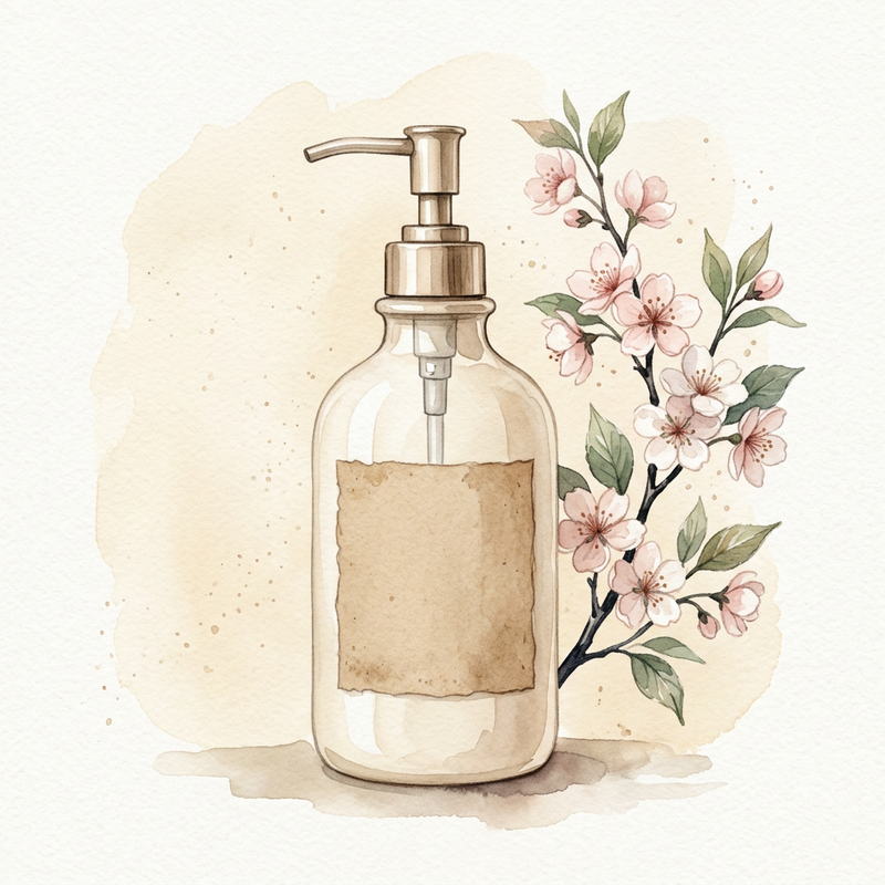 Watercolour illustration of Moisture Rich Body Lotion — 8 oz