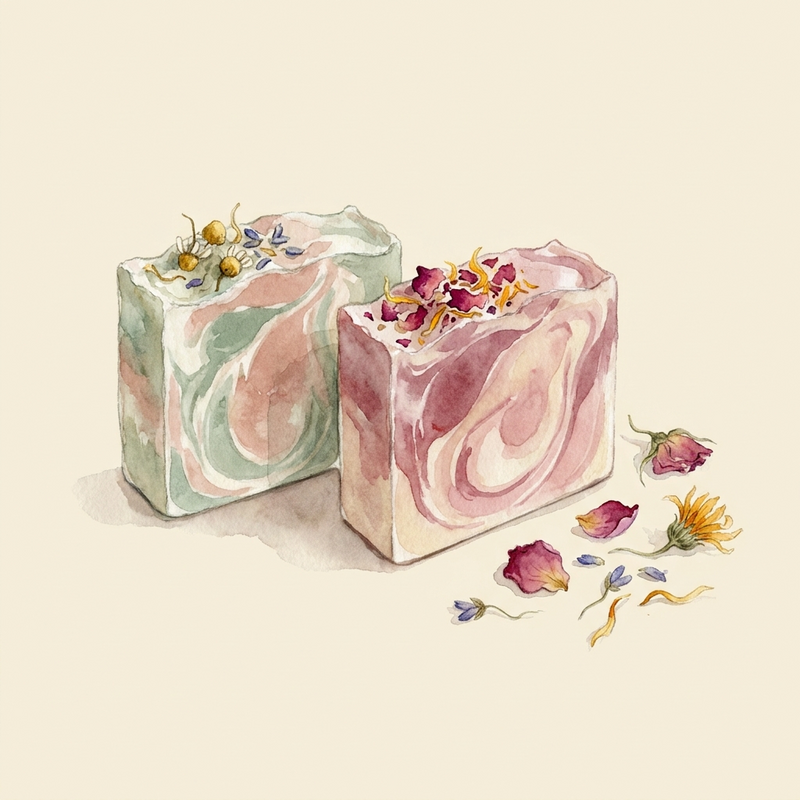 Watercolour illustration of Cold Press Soap