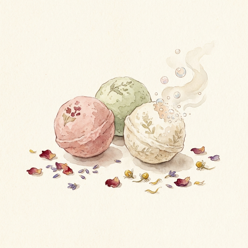 Watercolour illustration of Bath Bomb — 5 oz
